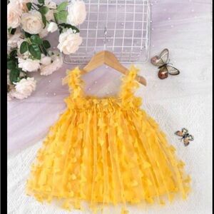 SHEIN Baby Girl's Butterfly Applique Stylish Tiered Dress With Straps 2T